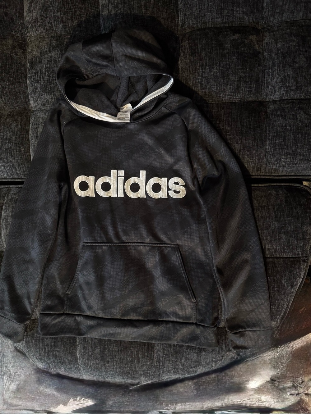 Adidas Black Hooded Pullover with White Logo